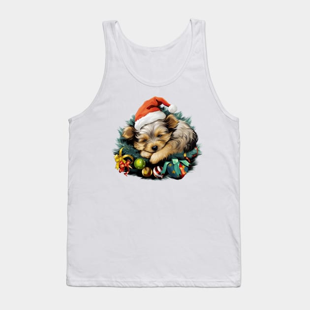 Lazy Yorkshire Terrier Dog at Christmas Tank Top by Chromatic Fusion Studio